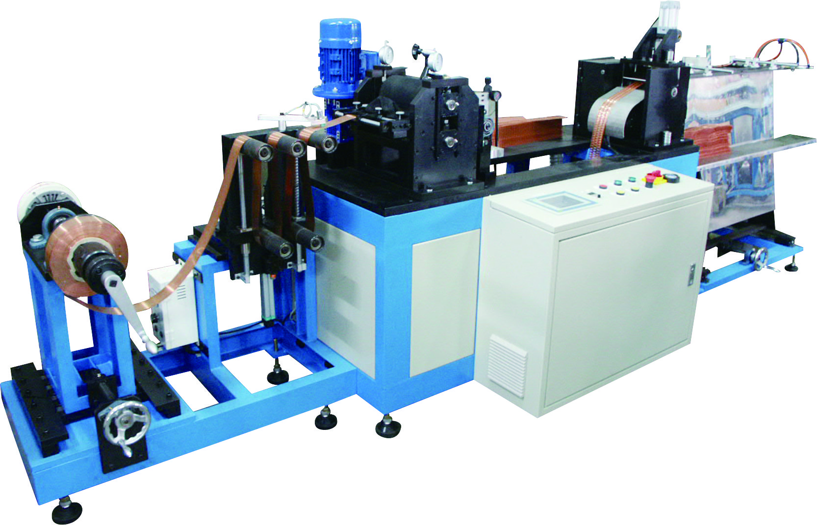 HIGH SPEED FLAT FIN MACHINE WITH STACKER